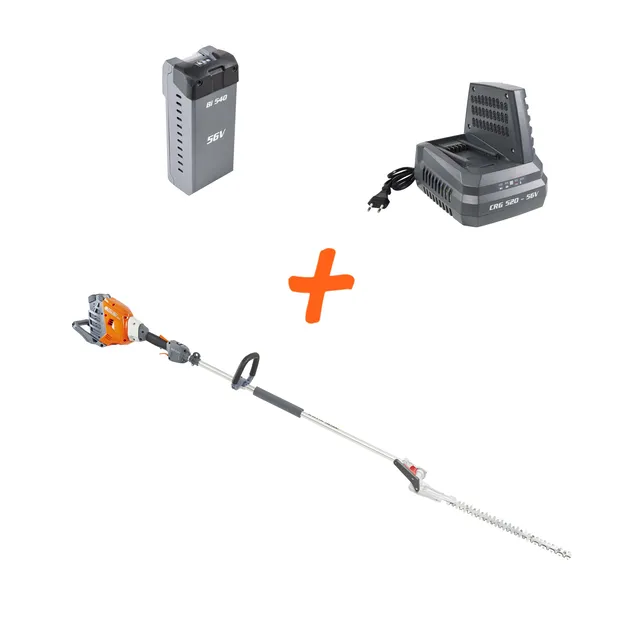 oleo-mac-bci-530-hl-taille-haie-sur-perche-batterie-56v-kit-batterie-4-ah-charge image 1